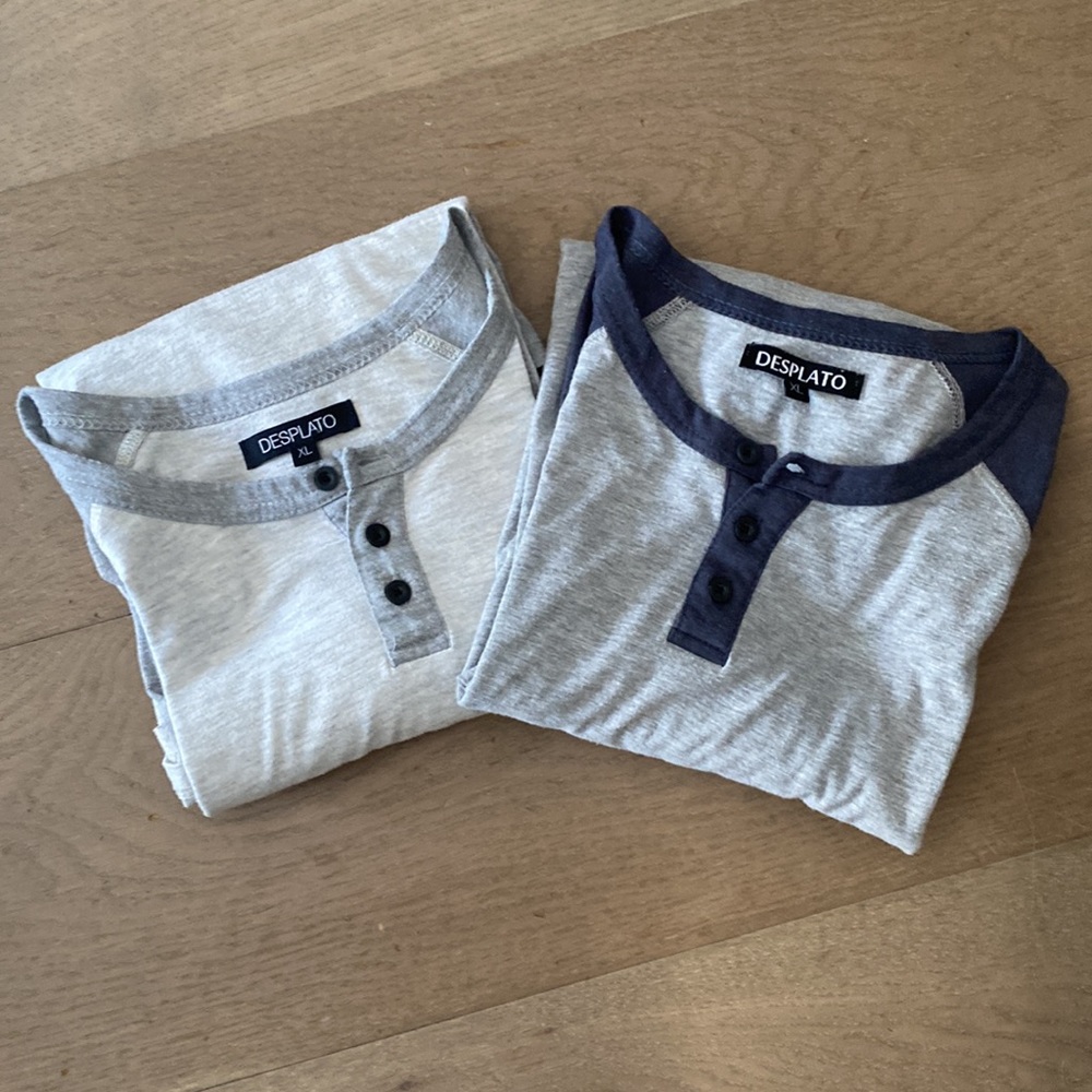 Bundle up with two 3/4 long sleeve men shirt